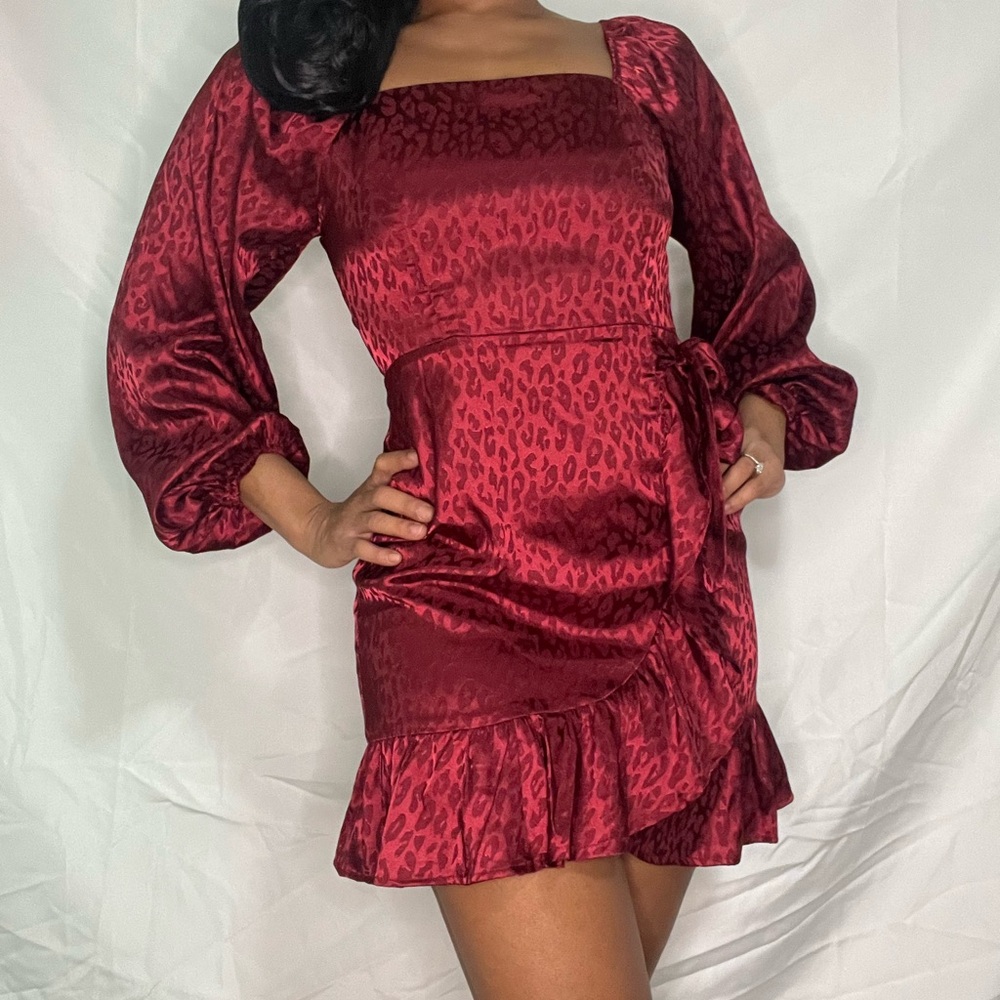 Stand Studio Burgundy Leopard Print Dress